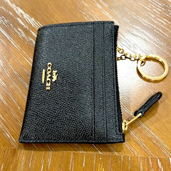 COACH Mini Skinny ID Case Card Coin Key Slit Wallet F88250 BLACK - Picture 2 of 12